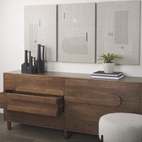 Mercana Astrid Medium Brown Solid Wood 6 Drawer Sideboard