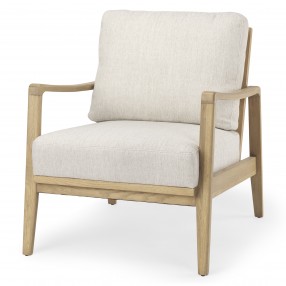 Mercana Raeleigh 28.0L x 34.1W x 34.4H Cream Fabric W/Light Brown Wood Accent Chair Front