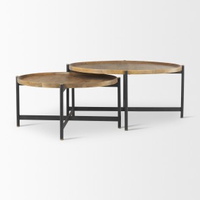 Mercana Marquisa Small / Medium Brown Wood W/Black Metal Large Coffee Table 2