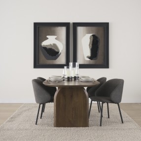 Mercana Shannon Dining Chair With Gray Fabric & Matte Black Metal