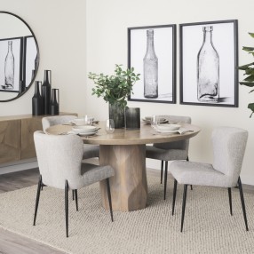 Mercana Hartt Dining Chair W/ Matte Black Metal Frame and Gray Fabric 1