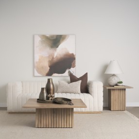 Mercana June Light Brown Wood With Fluting Square Coffee Table