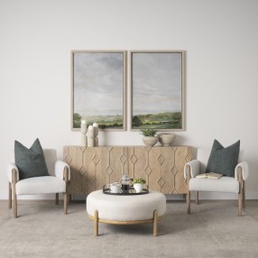 Mercana Heera Light Brown Diamond w/ Shelf Motif Sideboard