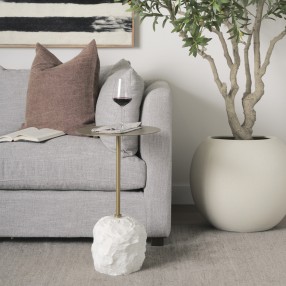 Mercana Rini Gold Metal and White Marble Accent Table 3
