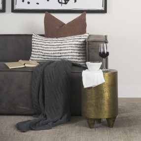 Mercana Rosh Textured Gold Metal With Acid Wash Accent Table