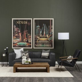 Mercana Ricciardo Black Leather Wrapped Three Seater Sofa
