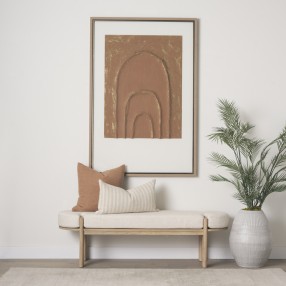 Mercana Sohan Light Brown Elm Wood With Oatmeal Fabric Bench