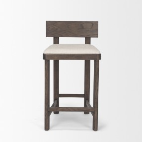 Mercana Soren Dark Brown Wood With Oatmeal Fabric Counter Stool Front