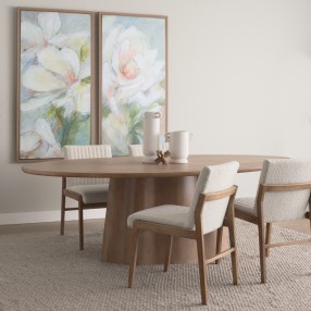 Mercana Jovani 94" Solid Light Brown Mango Wood Round Dining Table 6