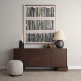 Mercana Jonan Dark Brown Wood With Dark Aged Brass 2 Door 3 Drawer Sideboard 