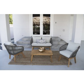 Hospitality Rattan Patio Divers Cove 4-Piece Settee Acacia Wood Set