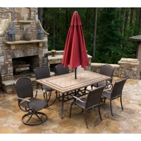 Tortuga Outdoor Marquesas 7Pc Dining Set with 2 Swivel Rockers
