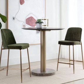 Sunpan Zeke Counter Stool Antique Brass in Bergen Olive - Lifestyle