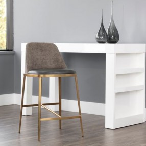 Sunpan Dover Counter Stool in Bravo Portabella-Sparrow Grey - Lifestyle