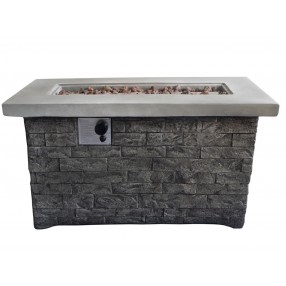 Crawford and Burke Felix Gray Brick Rectangular Gas Fire Pit Table, Frontview