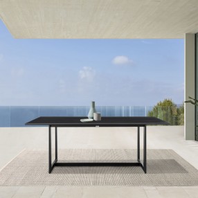 Armen Living Grand Outdoor Patio Dining Table in Aluminum
