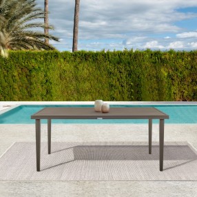 Armen Living Silvana Outdoor Aluminum Gray Rectangle Dining Table