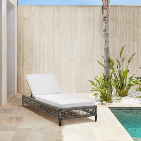 Armen Living Felicia Outdoor Patio Adjustable Chaise Lounge Chair In Aluminum With Grey Rope And Cushions