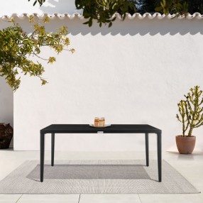 Armen Living Aileen Outdoor Patio Dining Table in Aluminum