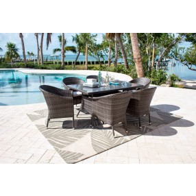 Hospitality Rattan Patio Ultra 7-Piece Woven Armchair Dining Set with Cushions