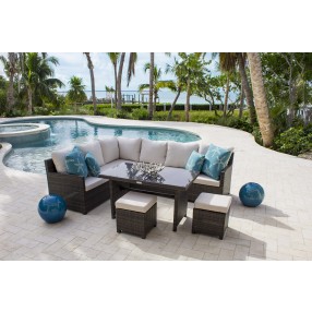 Hospitality Rattan Patio Ultra 5-Piece Sectional Dining Set with Cushions