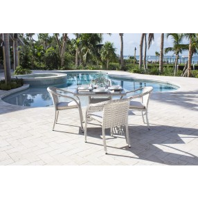 Hospitality Rattan Patio Athens 5-Piece Armchair Dining Set with Cushions Outdoor View