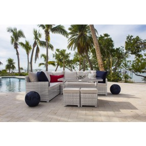 Hospitality Rattan Patio Athens 5-Piece Sectional Dining Set with Cushions Side View