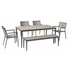 Alfresco Home Genevieve Alum/Polywood Stackable Dining Armchair - Set of Four - Lifestyle