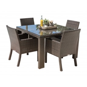 Hospitality Rattan Patio Fiji 5-Piece Armchair Dining Set with Cushions