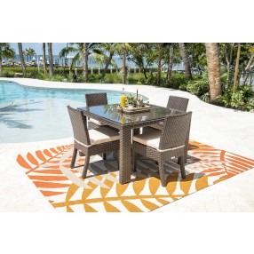 Hospitality Rattan Patio Fiji 5-Piece Side Chair Dining Set with Cushions