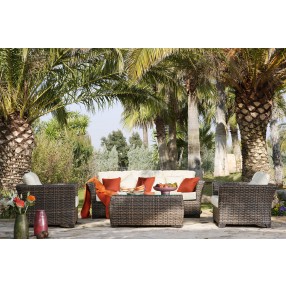 Hospitality Rattan Patio Fiji Lounge Chair with Cushions Set View