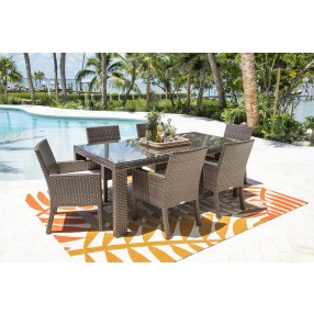 Hospitality Rattan Patio Fiji 7-Piece Armchair Dining Set with Cushions