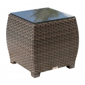 Hospitality Rattan Patio Fiji End Table with Glass