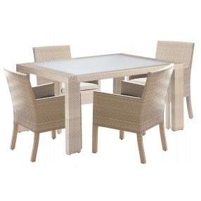 Hospitality Rattan Patio Rubix 5-Piece ArmChair Dining Set with Cushions
