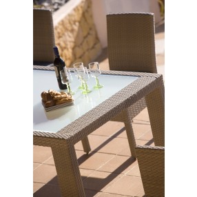 Hospitality Rattan Patio Rubix 7-Piece Side Chair Dining Set with Cushions