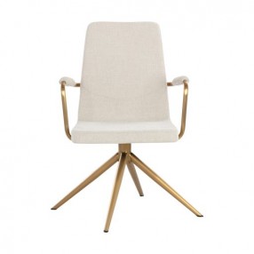 Sunpan Hilda Swivel Dining Armchair - Chacha Cream - Front Angle