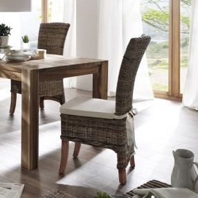Nova Solo Natural Rattan Salsa Chair with Cushion - Set of Two