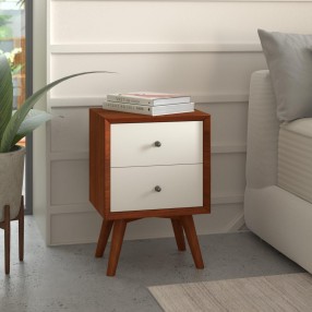 Alpine Furniture Flynn Nightstand in Acorn/White - Lifestyle