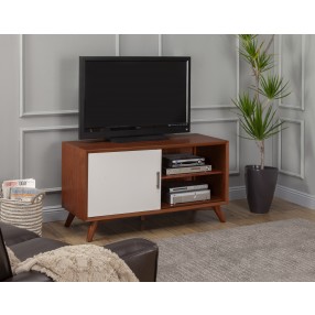 Alpine Furniture Flynn Small TV Console In Acorn / White - Lifestyle