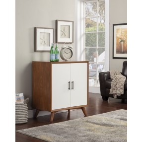 Alpine Furniture Flynn Small Bar Cabinet, Acorn/White - Lifestyle 2