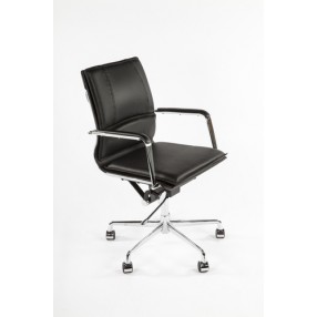 Stilnovo  Mid-Century Genuine Leather Executive Office Chair - Black