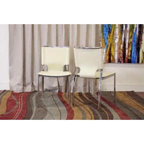Baxton Studio Montclare Ivory Leather Modern Dining Chair - Set of 2