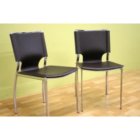Baxton Studio Dark Brown Leather Dining Chair - Set of 2