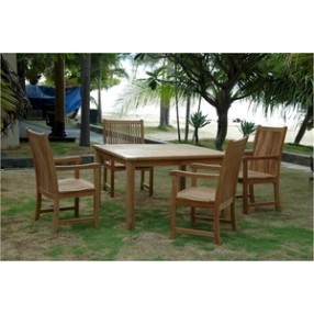 Anderson Teak Windsor 47" Square Table and Chicago Armchair