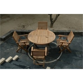 Anderson Teak Bahama 47" Round Folding Table and Andrew Folding Armchair