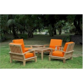 Anderson Teak Brianna Armchair with 32" Square Coffee Table and 22" Square Side Table 2-Tier