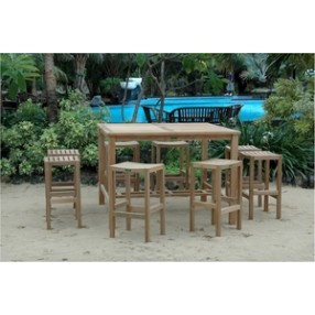 Anderson Teak Windsor 59" Square Bar Table and New Montego Bar Chair