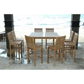 Anderson Teak Windsor 59" Square Bar Table and Avalon Bar Chair