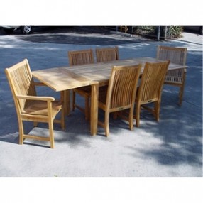 Anderson Teak 95" Rectangular Extension Table with Chicago Armchair and Chicago Chair