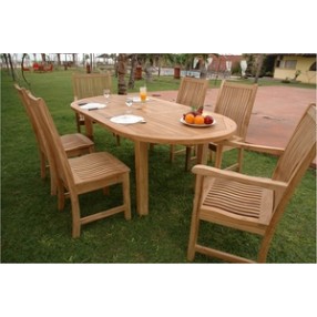 Anderson Teak Bahama 78" Oval Ext. Table with Chicago Dining Armchair and Chicago Dining Chair